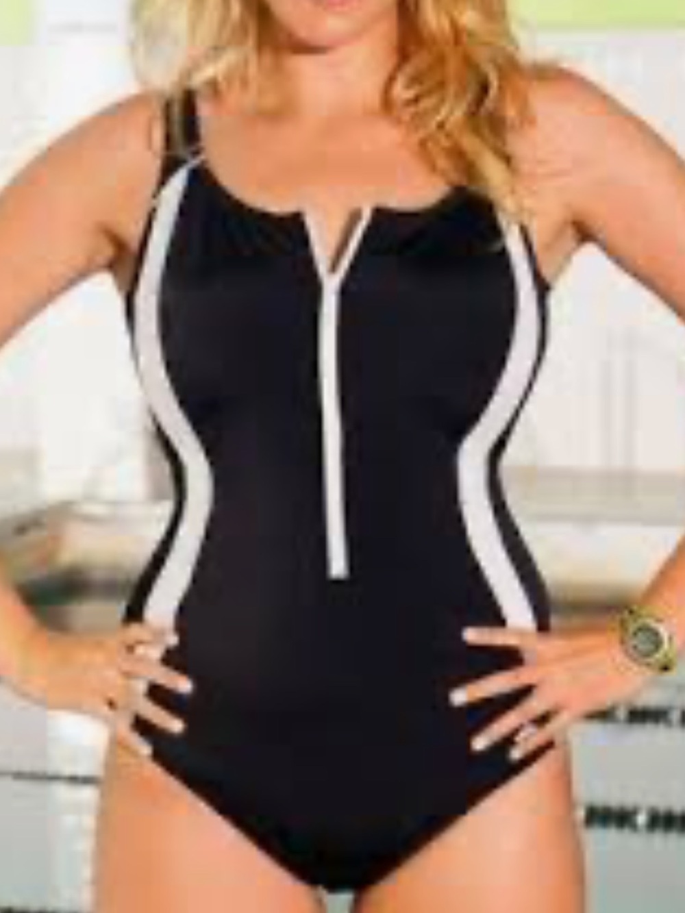 NWT Aquabelle Swimwear Color‎ Black/White Size 22W